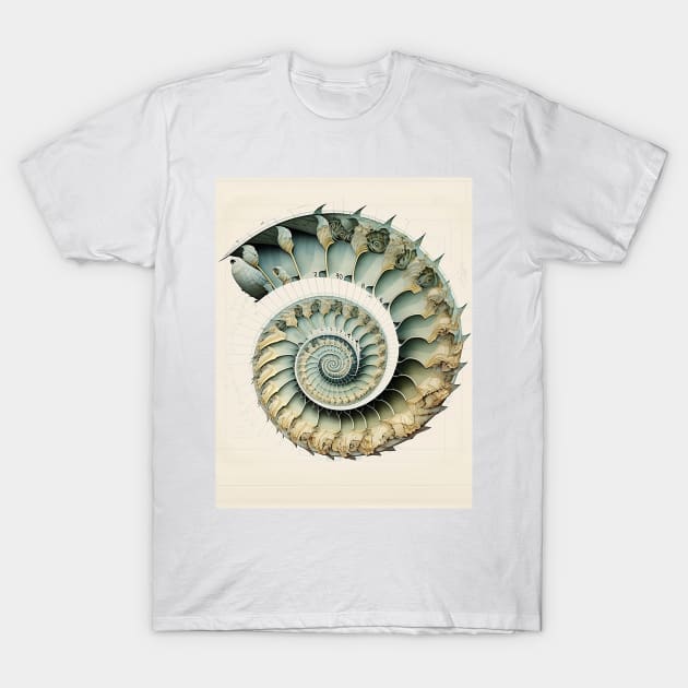 Fibonacci Sequence: Fibonacci Shell Art T-Shirt by Puff Sumo